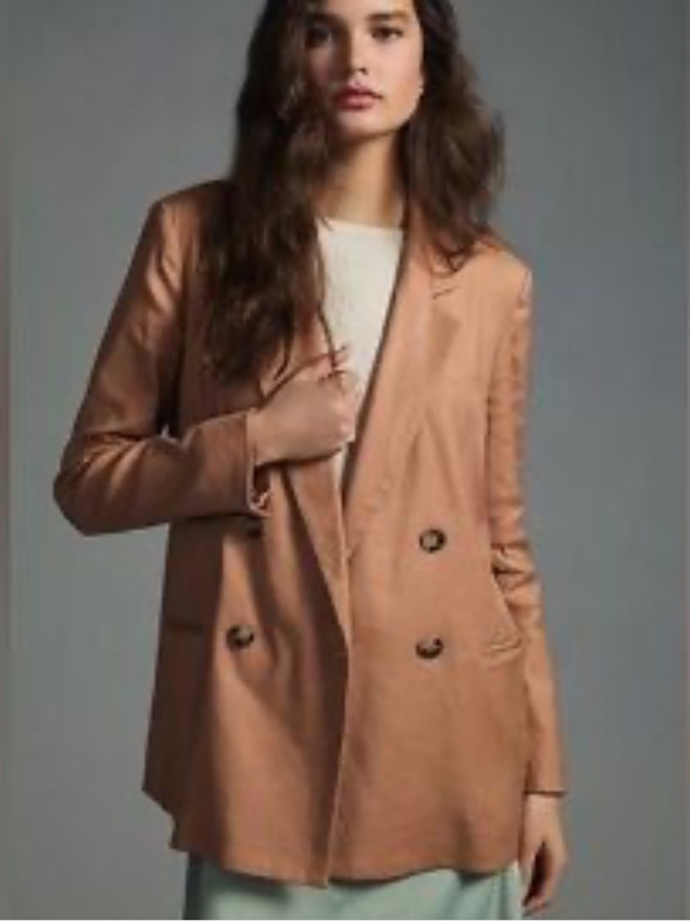 anthropologie Maeve Double-Breasted Blazer in Warm Tan 14